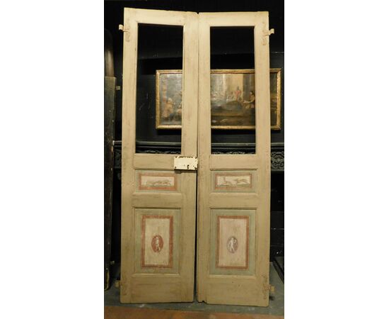 ptl543 - glass door, 19th century, meas. cm l 120 xh 244     