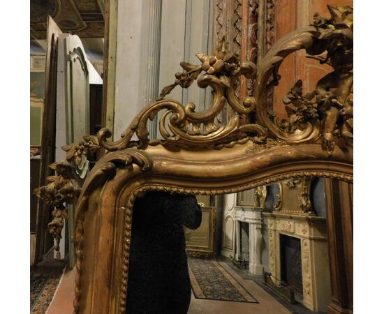 specc316 - gilded mirror with carved molding, 19th century, size cm l 120 xh 160     