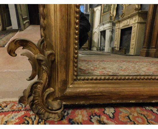specc316 - gilded mirror with carved molding, 19th century, size cm l 120 xh 160     