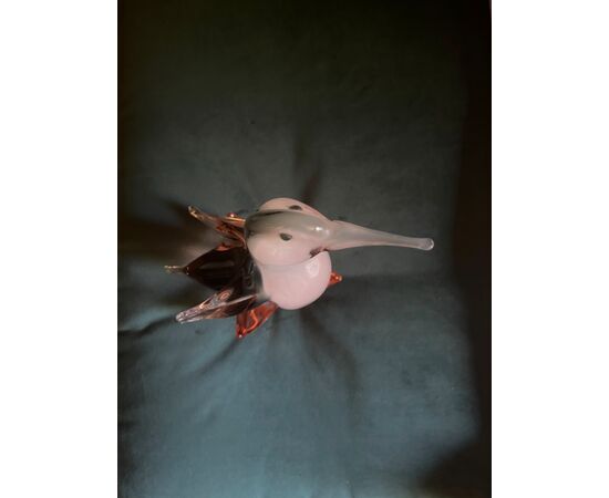 Uccello con base in vetro pesante sommerso.Flavio Poli per Seguso vetri d’Arte.