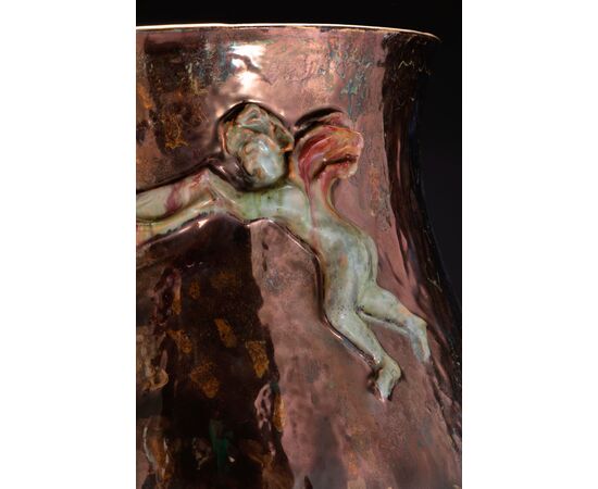 Vaso in ceramica  decorato a lustro anni 50 Federico Quatrini