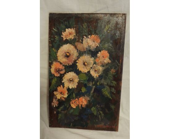 Oil painting on board by Omicioli 1929     