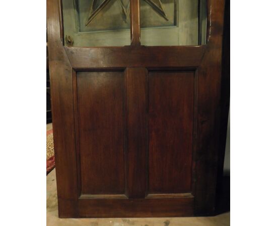 pti694 - glass door in walnut, 19th century, measuring cm l 95 xh 200 x th. 4     
