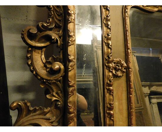 specc339 - lacquered and gilded mirror, meas. cm l 185 xh 91     