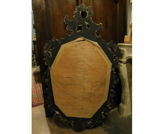 specc334 - mirror in carved and gilded wood, cm l 90 xh 152     