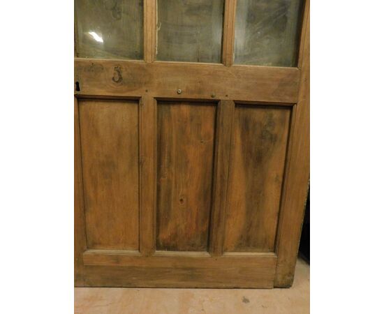 pte132 - wooden door with glass, &#39;7 /&#39; 800 period, cm l 90 xh 212     