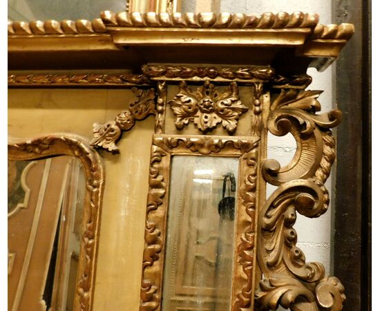 specc339 - lacquered and gilded mirror, meas. cm l 185 xh 91     