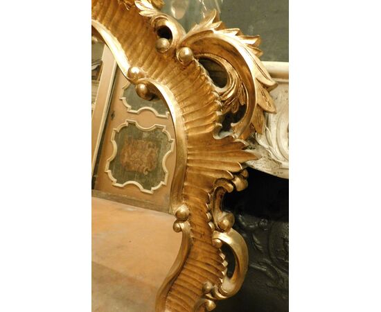 specc334 - mirror in carved and gilded wood, cm l 90 xh 152     