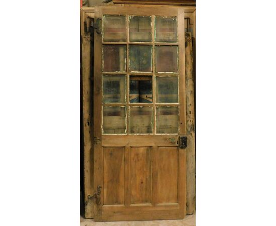 pte132 - wooden door with glass, &#39;7 /&#39; 800 period, cm l 90 xh 212     
