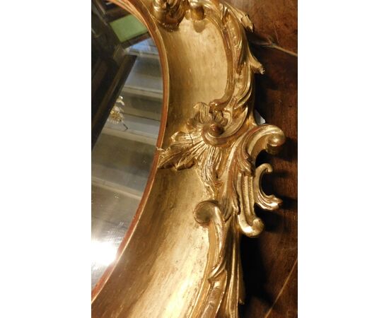 specc348 - oval mirror in gilded wood, 19th century, cm l 69 xh 95     