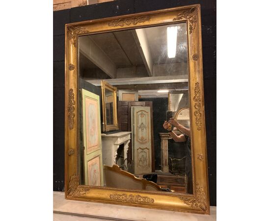 specc324 - gilded mirror, first half of the 19th century, measuring cm l 93 xh 125 x d. 5 cm     