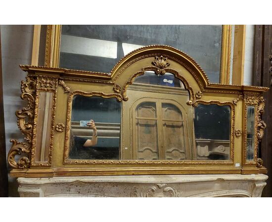 specc339 - lacquered and gilded mirror, meas. cm l 185 xh 91     