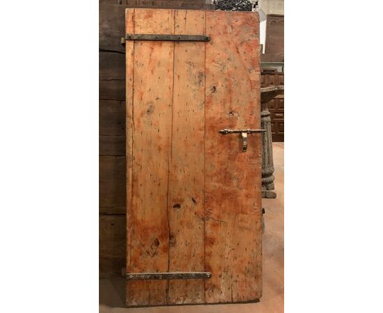 ptcr470 - rustic poplar door, 18th century, cm l 88.5 xh 190 x th. 6     
