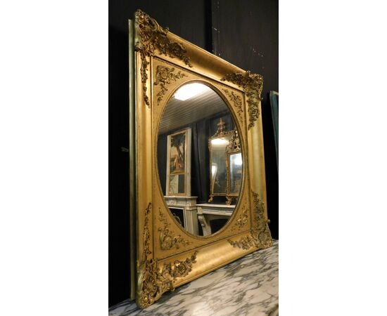 specc349 - golden mirror, 19th century, size cm l 84 xh 98     