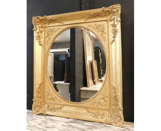 specc349 - golden mirror, 19th century, size cm l 84 xh 98     