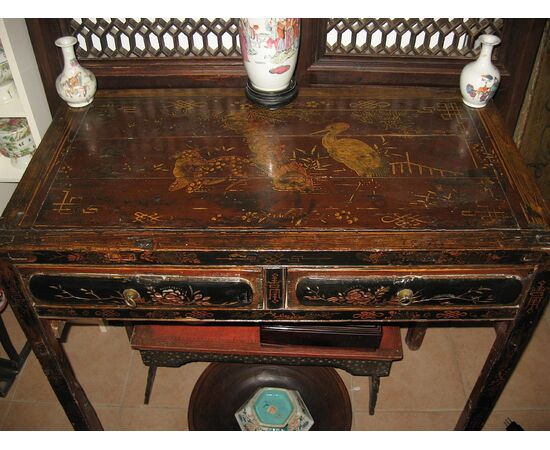 Chinese lacquered table-consoles