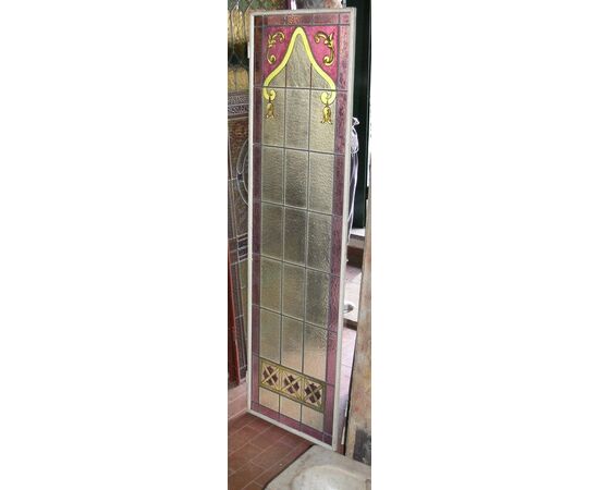 pan090 n. 3 doors Nouveau stained glass mis. cm40 x 145 h