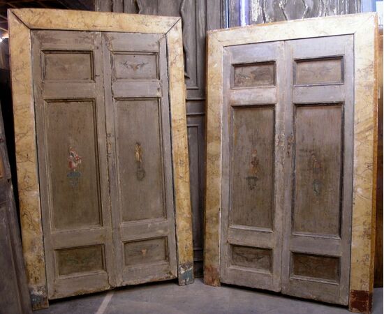 2 Similar ptl351 doors with faux marble frame, mis. h cm222/230 x width. cm 137/140