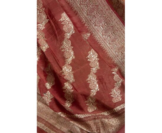 Antico Sari indiano color malva - B/1524-3