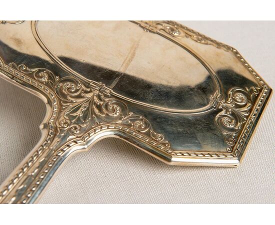 Antique silver mirror with handle A / 2987     