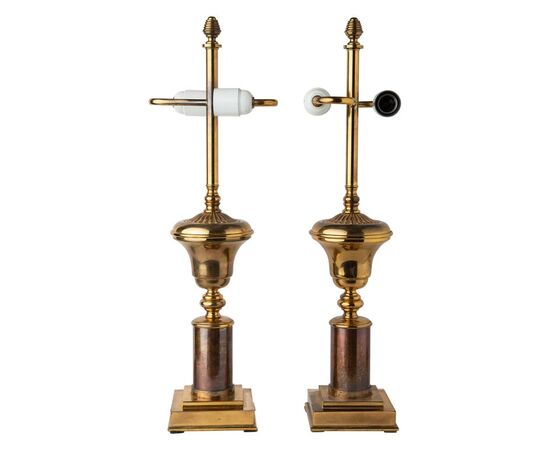 Pair of American brass lamps - O / 7646 -     