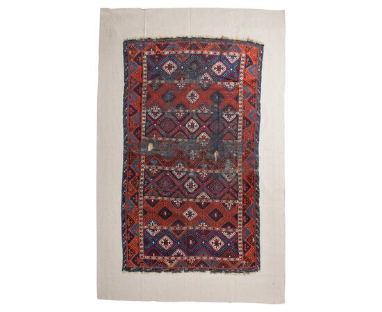 Frammento di antico tappeto KURDESTAN applicato su tela - n. 713 -
