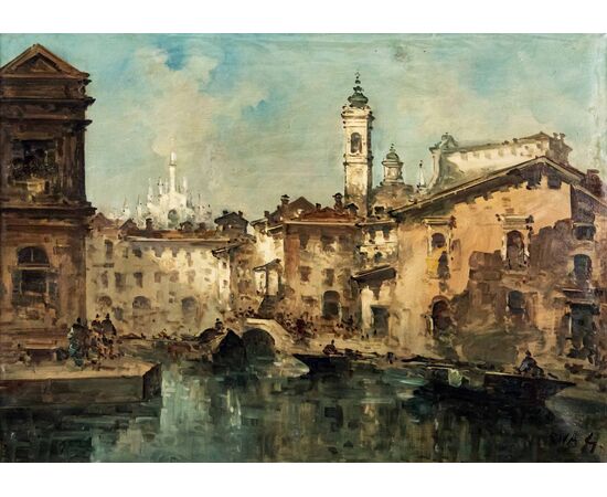 Veduta di Milano, Giuseppe Riva (1834-1916)