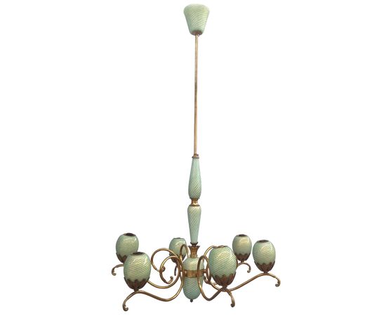 Charming brass and Murano glass chandelier