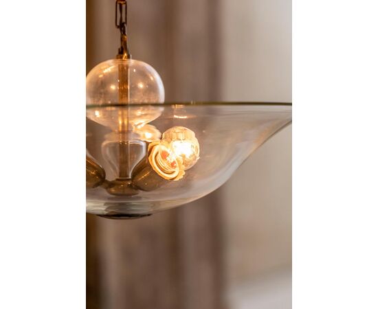 Elegant Glass and Brass Pendant