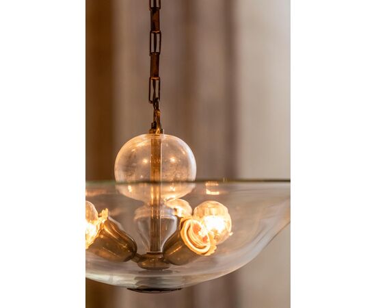 Elegant Glass and Brass Pendant