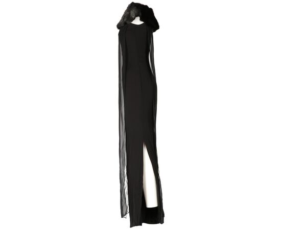 1990s Gianfranco Ferrè Silk And Mink Black Dress