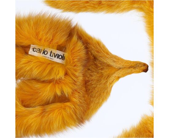 1970s Carlo Tivioli Saffron Yellow Fox Fur Scarf