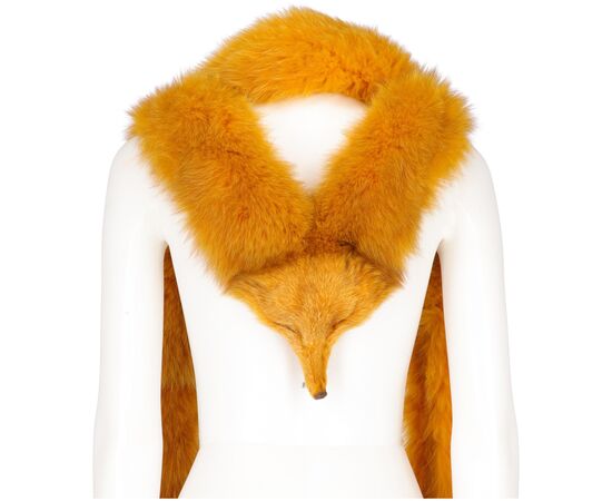1970s Carlo Tivioli Saffron Yellow Fox Fur Scarf