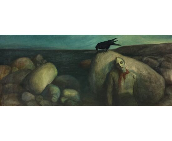 dipinto oilo su tela cm 88 x 204 tela datato 1901 Norvegia