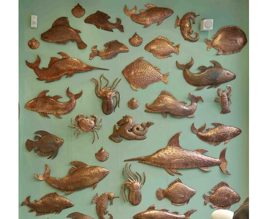 pesci in rame anni 60 decorativi