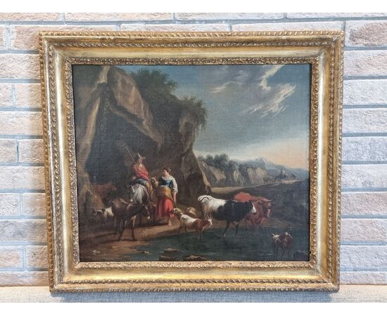 Landscape with figures - Oil on canvas - Period &#39;600     
