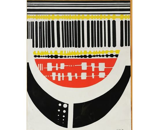 Tempera astratta su carta   Firma: GALLERI, 1968 , 81 x 64