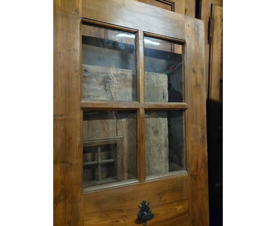 pti651 - glass door in walnut with knob, measuring cm l 85 xh 207 x th. 3.5     