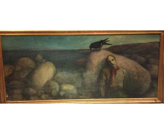 dipinto oilo su tela cm 88 x 204 tela datato 1901 Norvegia