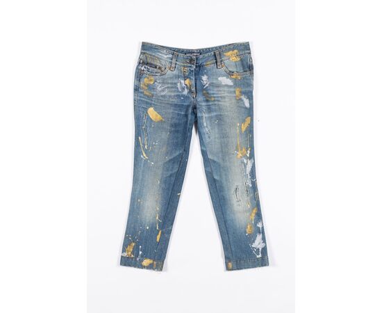 “Dolce & Gabbana” Jeans a pinocchietto macchie d’oro