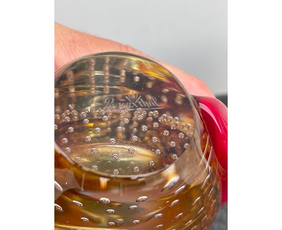 Vaso in vetro pesante sommerso con inclusioni a bolle.Manifattura Rosenthal