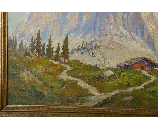Dipinto con paesaggio in montagna - O/5151 -
