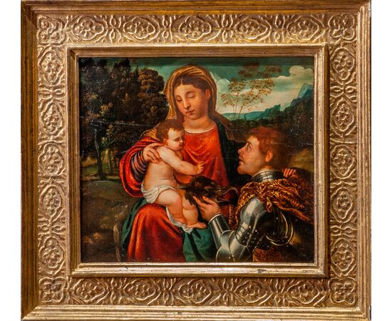 Polidoro da Lanciano, Madonna with Child and Saint George, oil on panel.     
