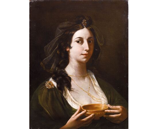 Giovanni Giacomo Sementi, Artemisia is preparing to commit suicide (or Sofonisba or Circe?), Oil on canvas.     