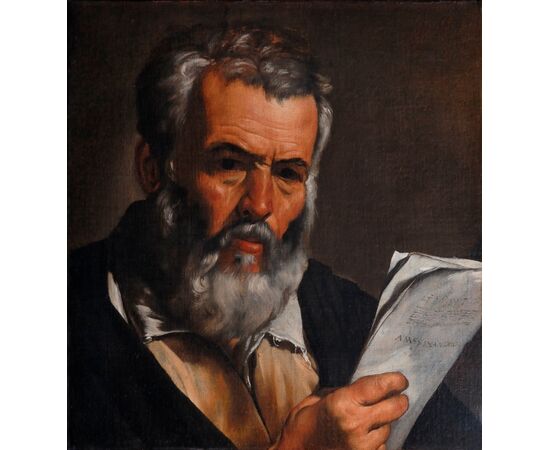 J. De Ribera known as Lo Spagnoletto, Portrait of the philosopher Anaximander, oil on canvas.     