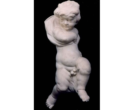 Northern Italy, 17th century, Putto, white marble, h. 88 cm     