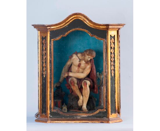 Florence, 18th century, Christ scourged in a reliquary, wax     