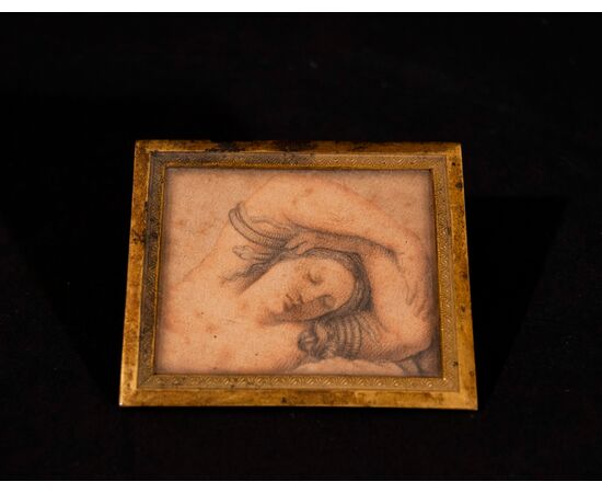 Italy, 18th century, Sleeping woman, pencil drawing     