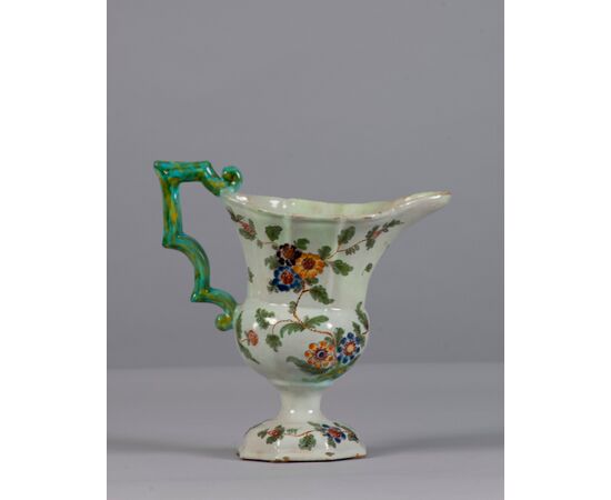 Casali e Callegari (Pesaro, about 1770-1780), Pitcher with green handle with ticchio or tacchiolo decoration     