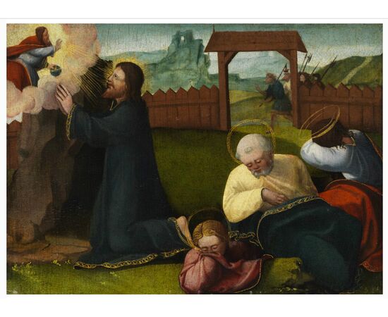 Gandolfino da Roreto, (Asti, documented from 1493 to 1518), Prayer in the garden, oil and gold on oak panel     